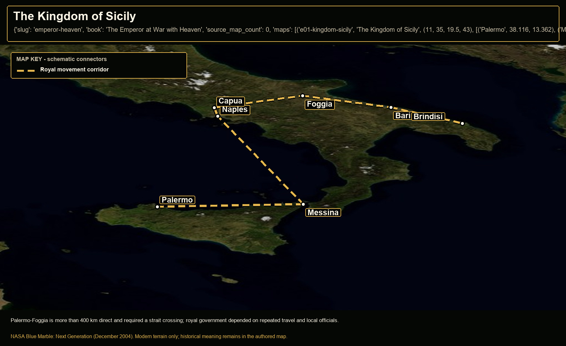 Open NASA satellite orientation map: The Kingdom of Sicily