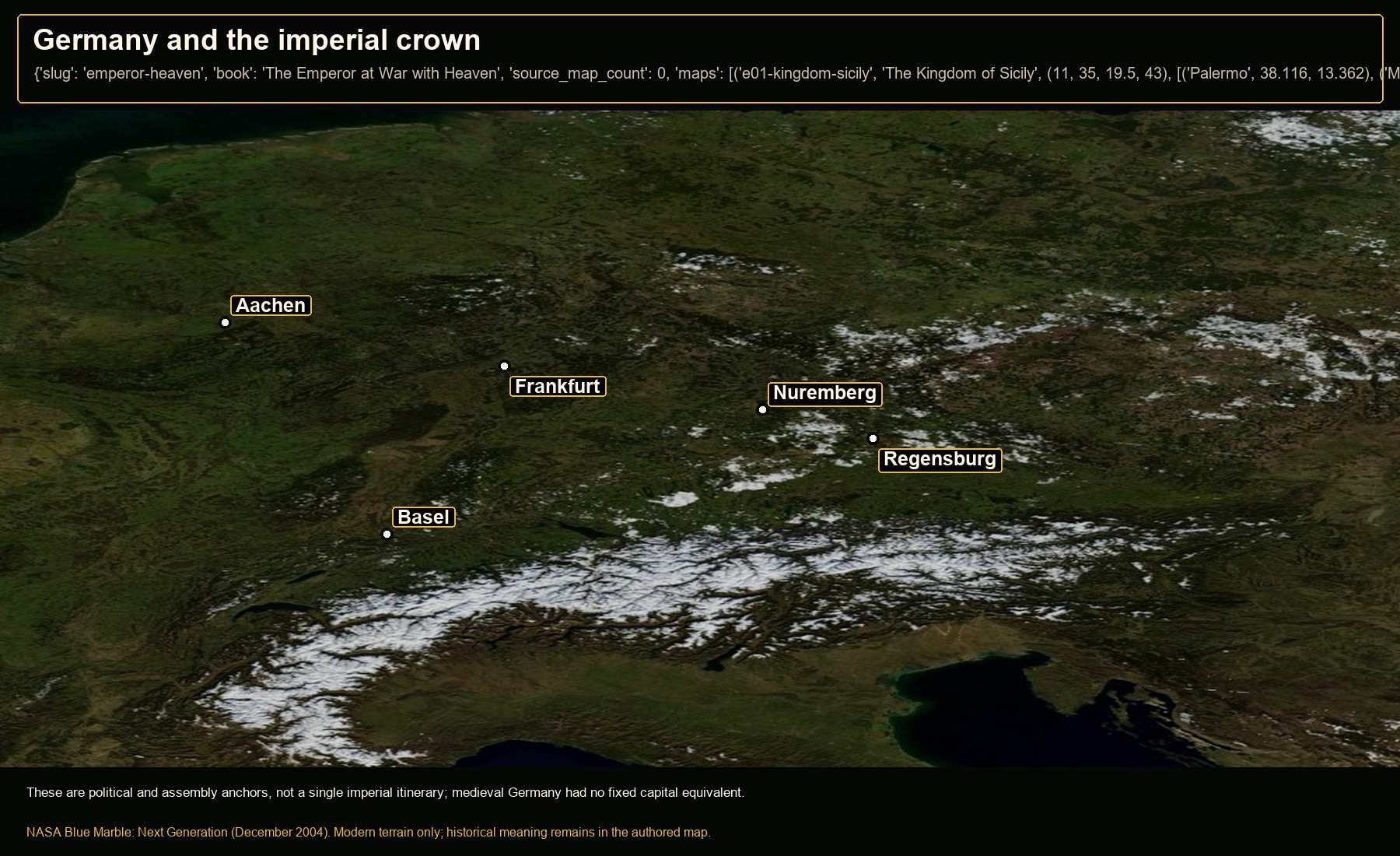 Open NASA satellite orientation map: Germany and the imperial crown
