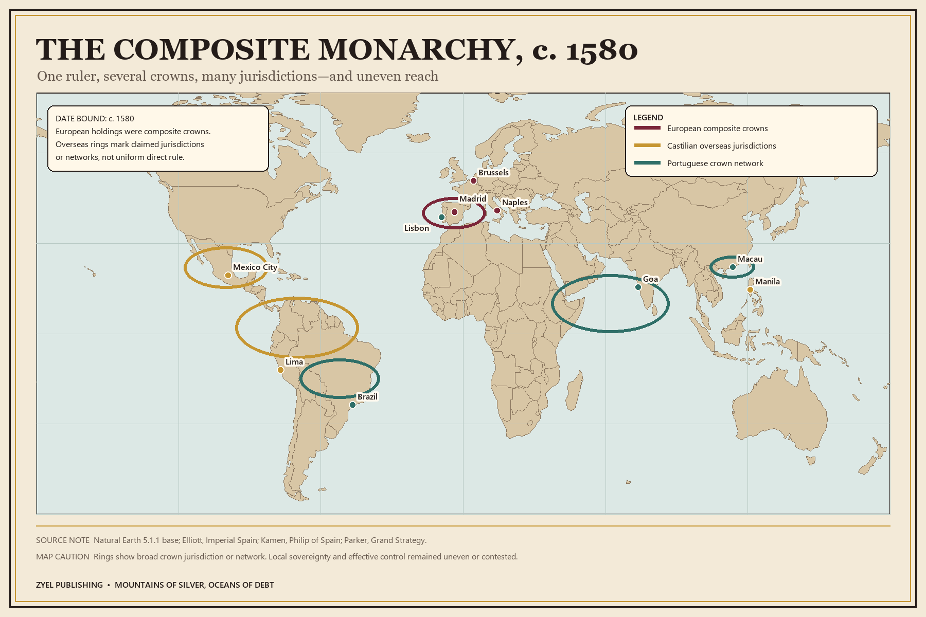 Authored historical map: The composite monarchy, c. 1580