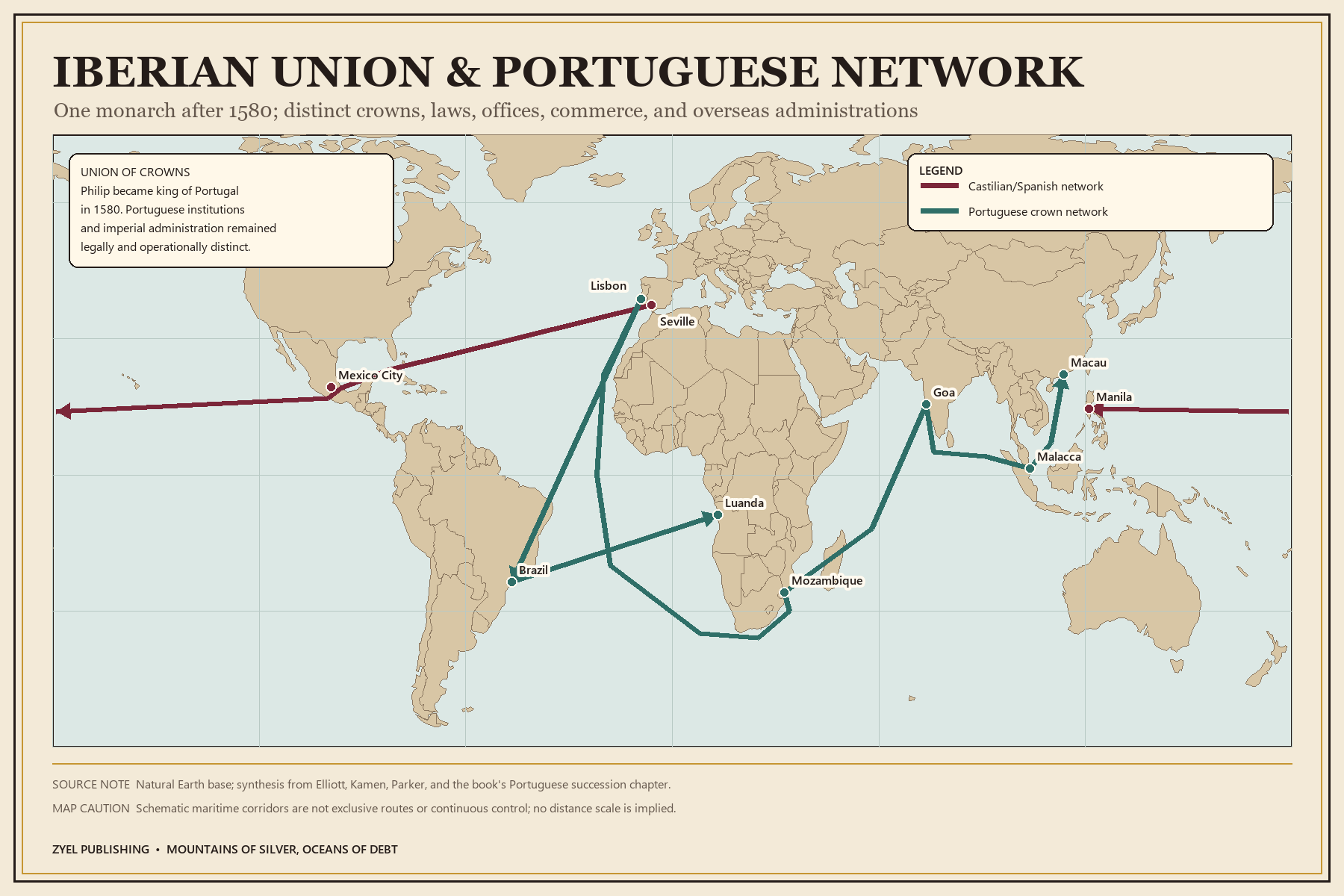 Authored historical map: The Iberian Union's global reach