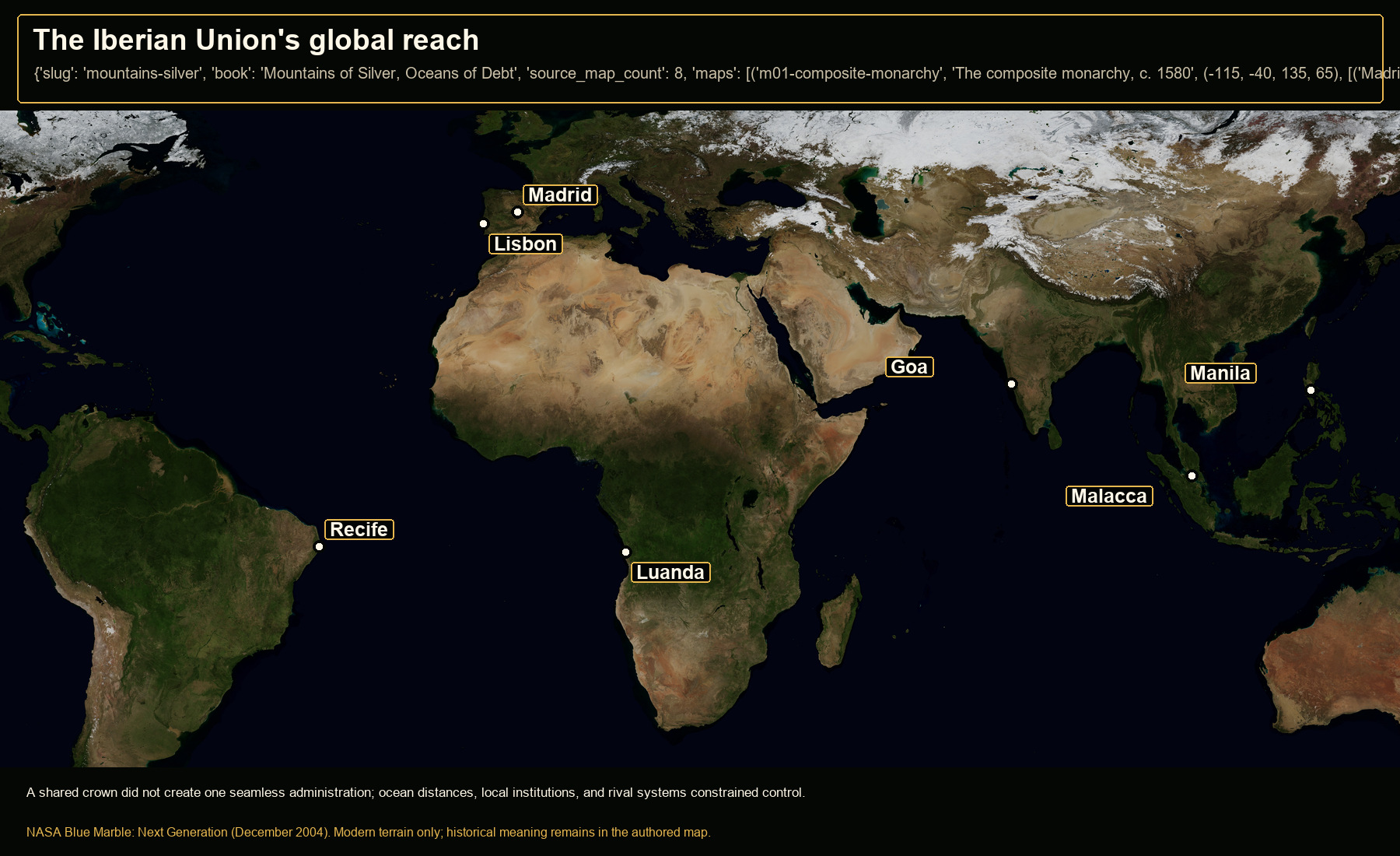 Open NASA satellite orientation map: The Iberian Union's global reach