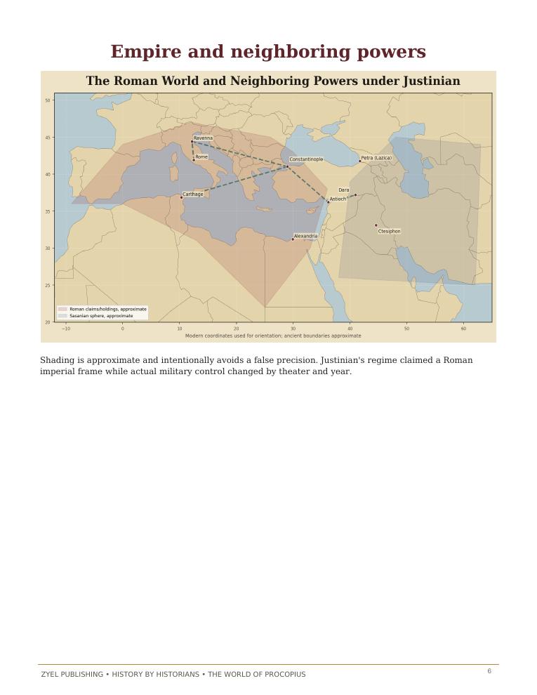 Authored historical map: Empire and neighboring powers