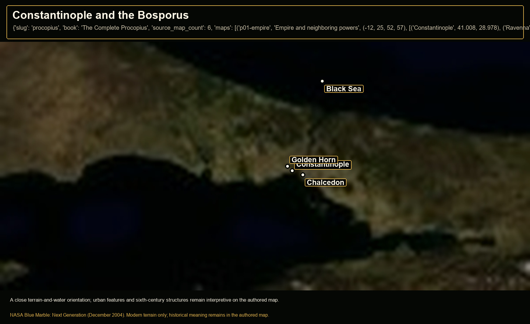 Open NASA satellite orientation map: Constantinople and the Bosporus