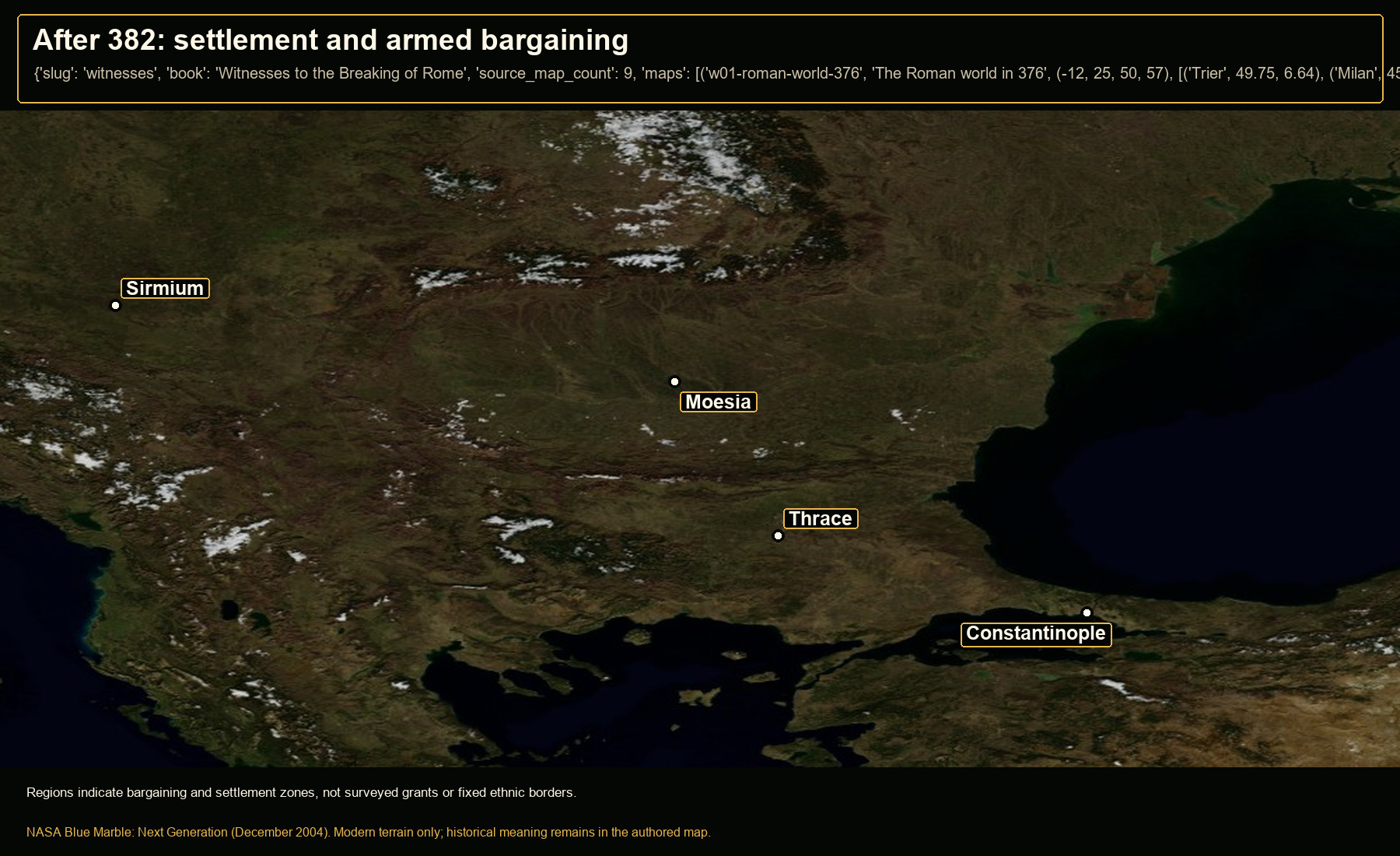 Open NASA satellite orientation map: After 382: settlement and armed bargaining