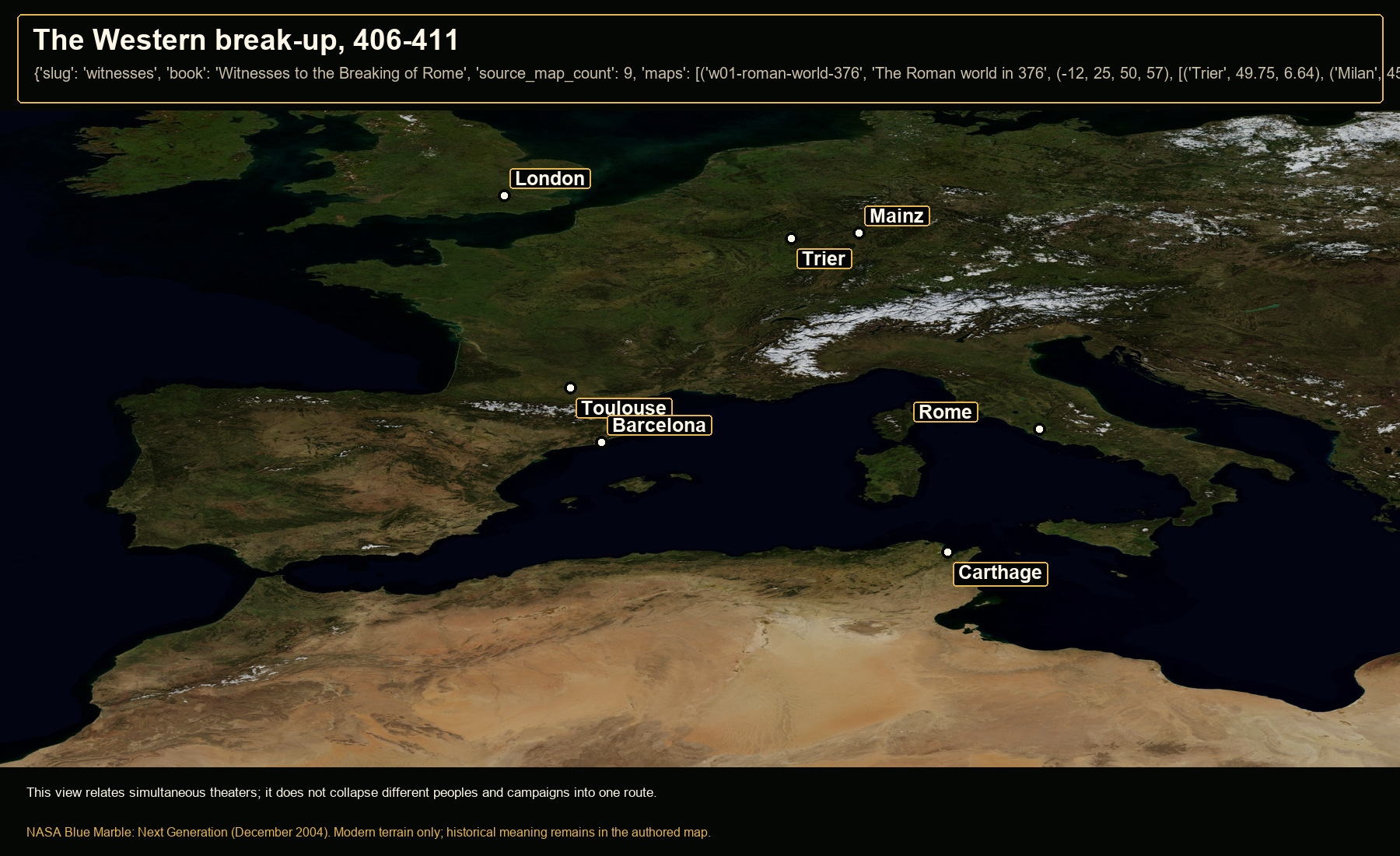 Open NASA satellite orientation map: The Western break-up, 406-411