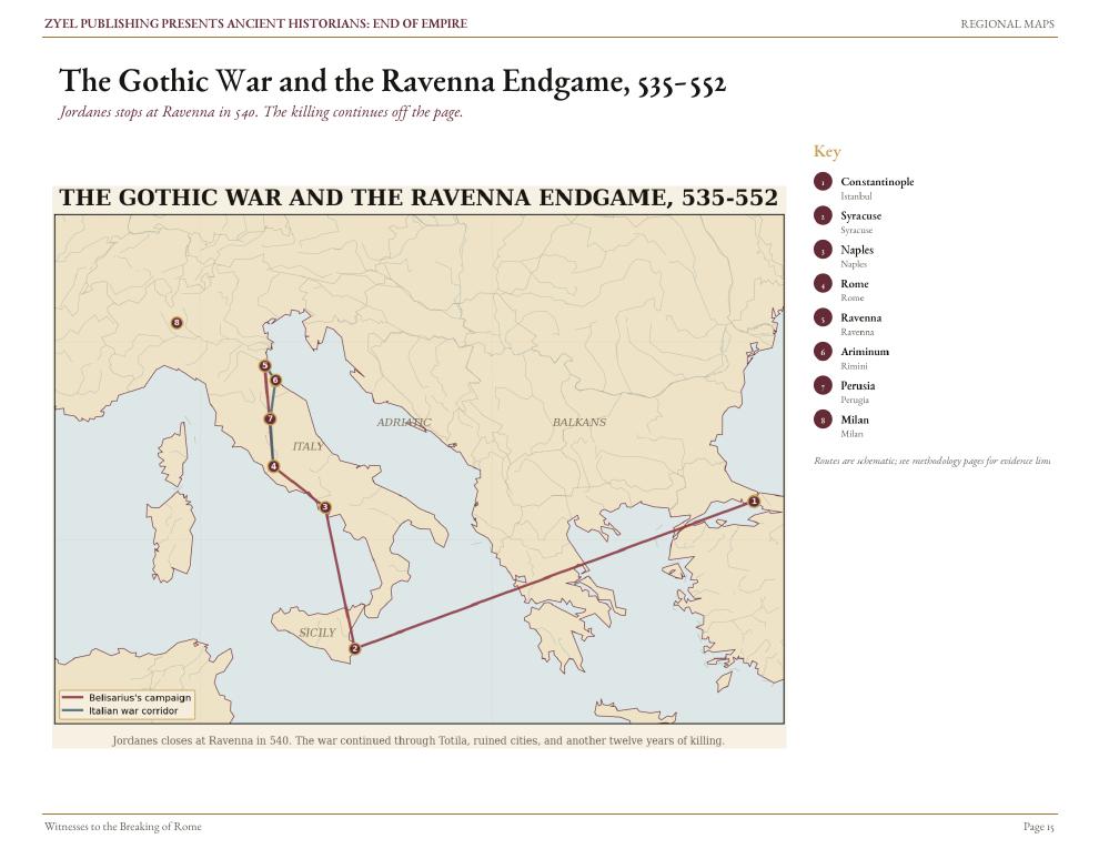 Authored historical map: The Gothic War and Ravenna endgame, 535-552